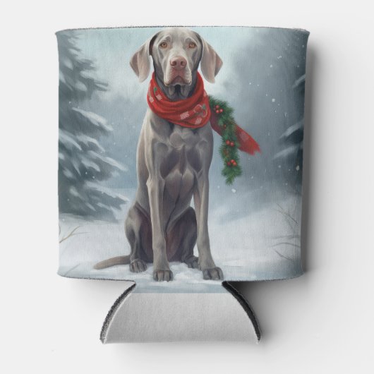 Weimaraner Hond in Sneeuw Kerstmis Blikjeskoeler (Voorkant)