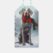Weimaraner Hond in Sneeuw Kerstmis Cadeaulabel (Voorkant)