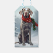 Weimaraner Hond in Sneeuw Kerstmis Cadeaulabel (Achterkant)