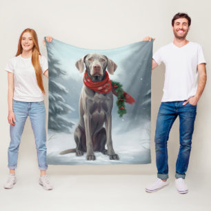 Weimaraner Hond in Sneeuw Kerstmis Fleece Deken