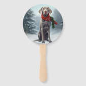 Weimaraner Hond in Sneeuw Kerstmis Handwaaier (Achterkant)