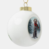 Weimaraner Hond in Sneeuw Kerstmis Keramische Bal Ornament (Links)