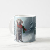 Weimaraner Hond in Sneeuw Kerstmis Koffiemok (Voorkant links)
