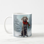 Weimaraner Hond in Sneeuw Kerstmis Koffiemok (Links)