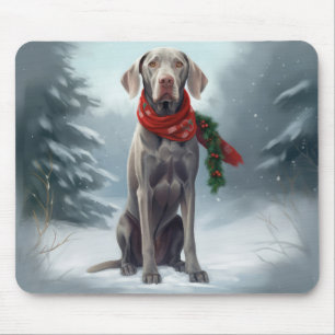 Weimaraner Hond in Sneeuw Kerstmis Muismat