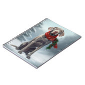 Weimaraner Hond in Sneeuw Kerstmis Notitieboek (Linkerzijde)