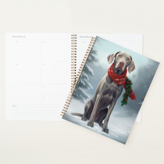 Weimaraner Hond in Sneeuw Kerstmis Planner (Display)