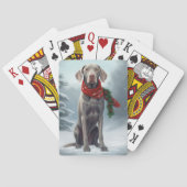 Weimaraner Hond in Sneeuw Kerstmis Pokerkaarten (Achterkant)