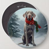 Weimaraner Hond in Sneeuw Kerstmis Ronde Button 6,0 Cm (Voorkant /achterkant)