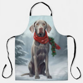 Weimaraner Hond in Sneeuw Kerstmis Schort (Voorkant)