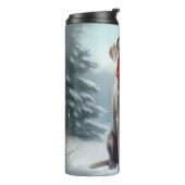 Weimaraner Hond in Sneeuw Kerstmis Thermosbeker (Gedraaid links)