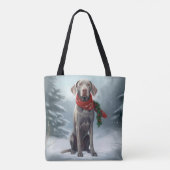Weimaraner Hond in Sneeuw Kerstmis Tote Bag (Achterkant)