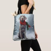 Weimaraner Hond in Sneeuw Kerstmis Tote Bag (Dichtbij)