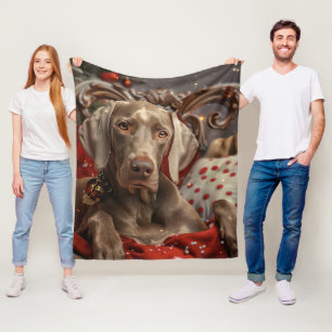 Weimaraner Hond Kerst Feestelijk Fleece Deken