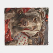 Weimaraner Hond Kerst Feestelijk Fleece Deken (Voorkant (Horizontaal))