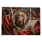 Weimaraner Hond Kerst Feestelijk Groot Cadeauzakje (Achterkant)