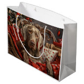 Weimaraner Hond Kerst Feestelijk Groot Cadeauzakje (Achterkant Gekanteld)