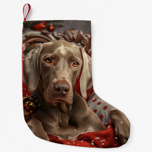 Weimaraner Hond Kerst Feestelijk Kleine Kerstsok (Voorkant)