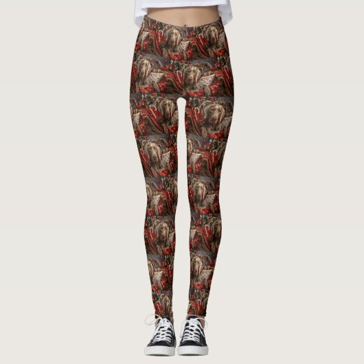 Weimaraner Hond Kerst Feestelijk Leggings (Voorkant)