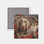 Weimaraner Hond Kerst Feestelijk Magneet (Voorkant / Achterkant)