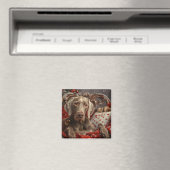 Weimaraner Hond Kerst Feestelijk Magneet (Insitu (Vaatwasser))