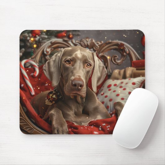 Weimaraner Hond Kerst Feestelijk Muismat (Met muis)