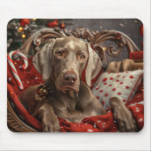 Weimaraner Hond Kerst Feestelijk Muismat (Voorkant)
