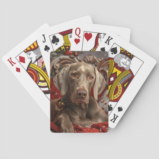 Weimaraner Hond Kerst Feestelijk Pokerkaarten (Achterkant)