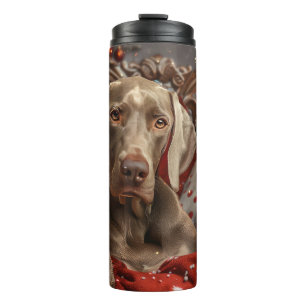 Weimaraner Hond Kerst Feestelijk Thermosbeker
