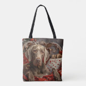 Weimaraner Hond Kerst Feestelijk Tote Bag (Achterkant)