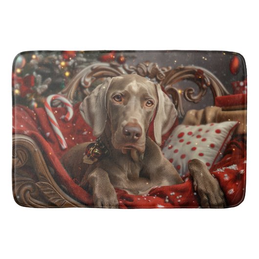 Weimaraner Hond Kerstfeest Badmat (Voorkant)