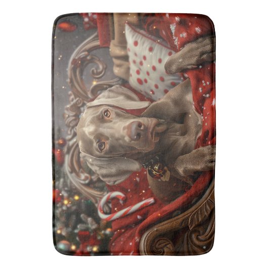 Weimaraner Hond Kerstfeest Badmat (Voorkant Verticaal)