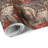 Weimaraner Hond Kerstfeest Cadeaupapier (Rol Hoek)