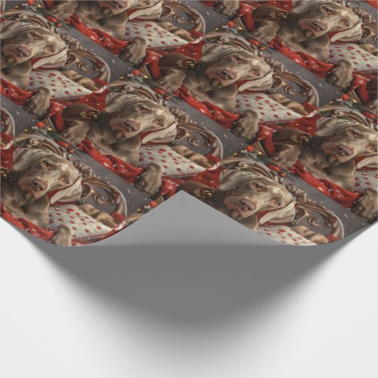 Weimaraner Hond Kerstfeest Cadeaupapier (Hoek)