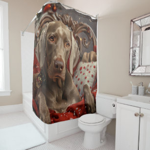 Weimaraner Hond Kerstfeest Douchegordijn