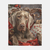 Weimaraner Hond Kerstfeest Fleece Deken (Voorkant)