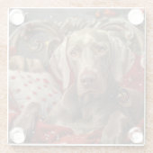 Weimaraner Hond Kerstfeest Glazen Onderzetter (Achterkant)