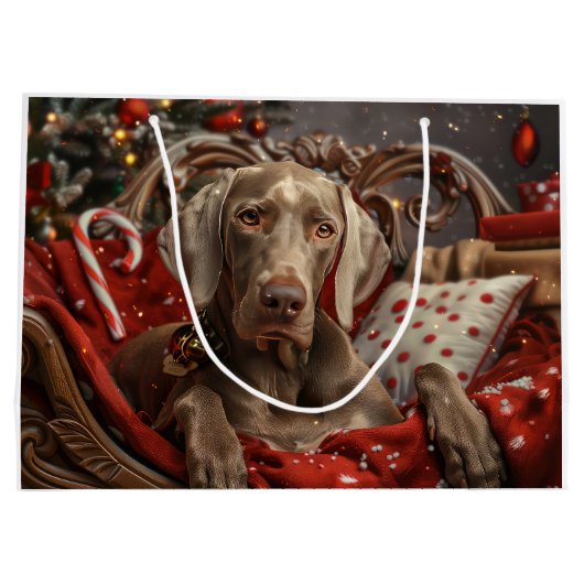 Weimaraner Hond Kerstfeest Groot Cadeauzakje (Achterkant)