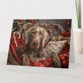 Weimaraner Hond Kerstfeest Kaart (Voorkant)