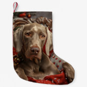 Weimaraner Hond Kerstfeest Kleine Kerstsok (Voorkant)