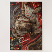 Weimaraner Hond Kerstfeest Legpuzzel (Verticaal)