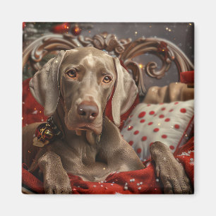Weimaraner Hond Kerstfeest Magneet