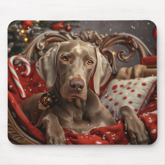 Weimaraner Hond Kerstfeest Muismat (Voorkant)