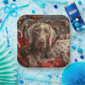 Weimaraner Hond Kerstfeest Papieren Bordje (Feest)