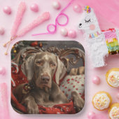 Weimaraner Hond Kerstfeest Papieren Bordje (Feest)
