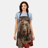Weimaraner Hond Kerstfeest Schort (Gedragen)