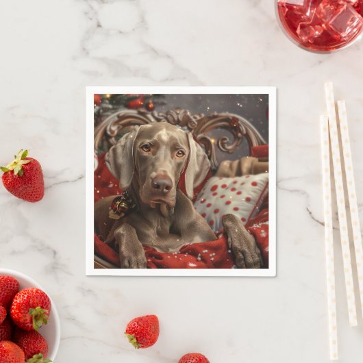 Weimaraner Hond Kerstfeest Servet (Insitu)