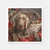 Weimaraner Hond Kerstfeest Servet (Voorkant)