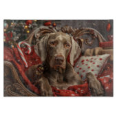 Weimaraner Hond Kerstfeest Snijplank (Voorkant)