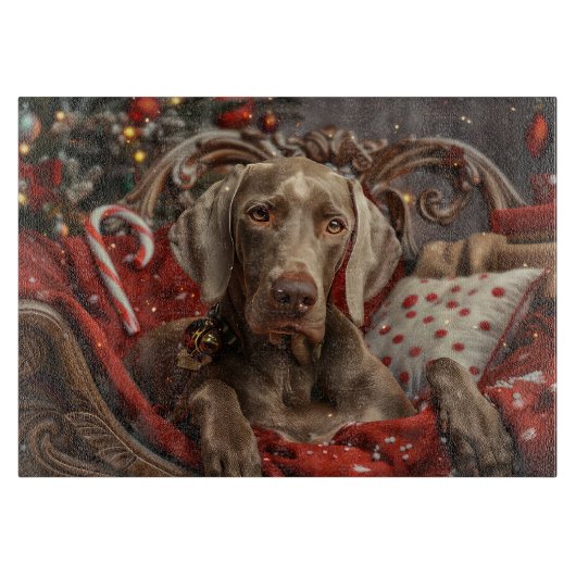 Weimaraner Hond Kerstfeest Snijplank (Voorkant)